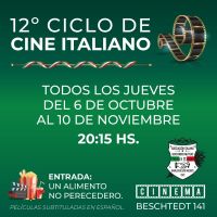 Se realizará el 12° Ciclo de Cine Italiano en Bariloche
