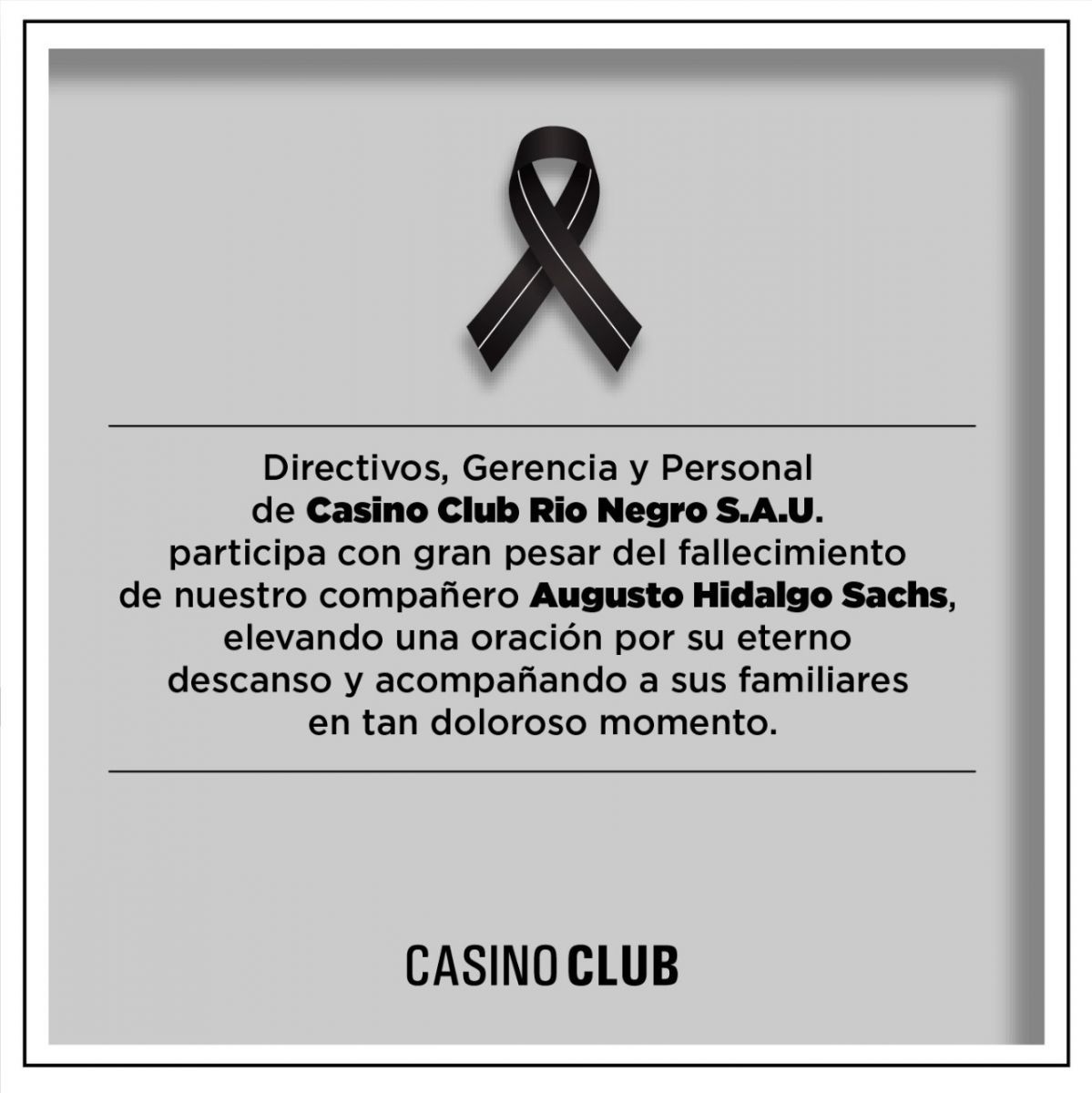 Lamentan el fallecimiento de un empleado del Casino